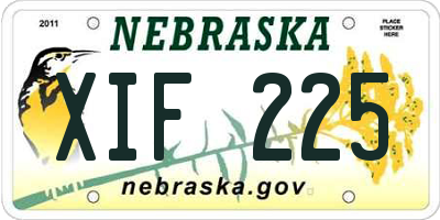 NE license plate XIF225