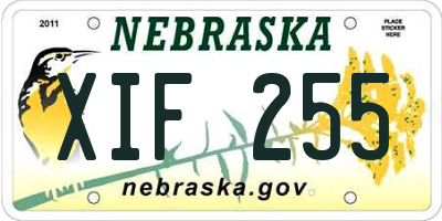 NE license plate XIF255