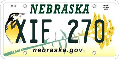 NE license plate XIF270