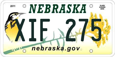 NE license plate XIF275