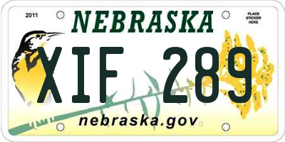 NE license plate XIF289