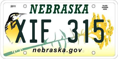 NE license plate XIF315