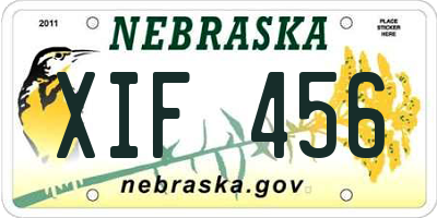 NE license plate XIF456