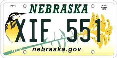 NE license plate XIF551