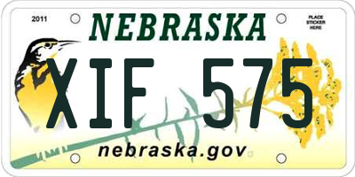 NE license plate XIF575