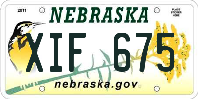 NE license plate XIF675