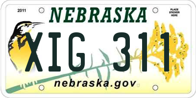 NE license plate XIG311