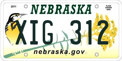 NE license plate XIG312