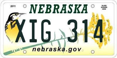 NE license plate XIG314