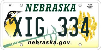 NE license plate XIG334