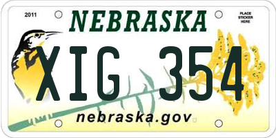 NE license plate XIG354