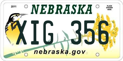NE license plate XIG356
