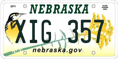 NE license plate XIG357