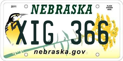 NE license plate XIG366