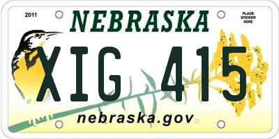 NE license plate XIG415