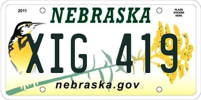 NE license plate XIG419