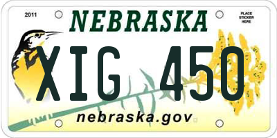 NE license plate XIG450