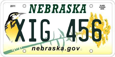 NE license plate XIG456