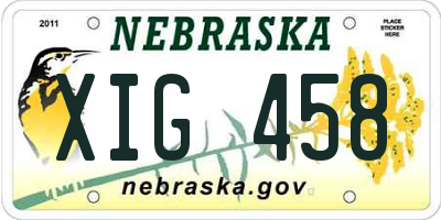 NE license plate XIG458
