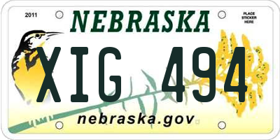 NE license plate XIG494