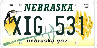 NE license plate XIG531