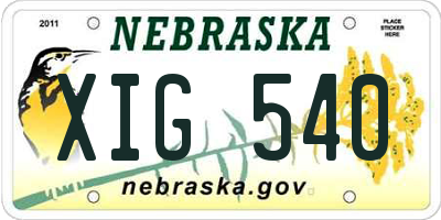 NE license plate XIG540