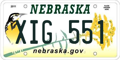 NE license plate XIG551