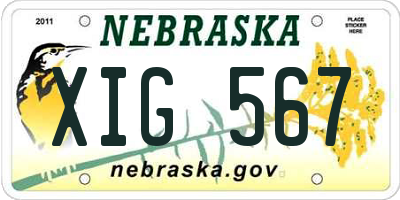 NE license plate XIG567
