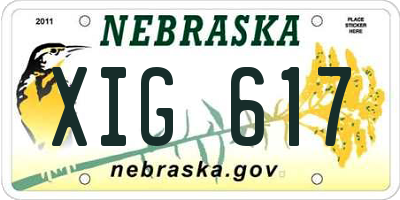 NE license plate XIG617