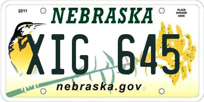 NE license plate XIG645