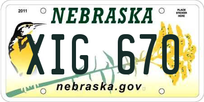 NE license plate XIG670