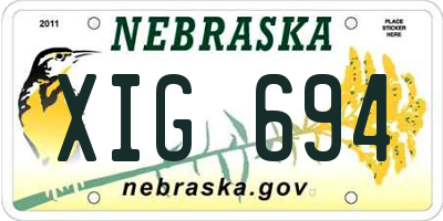 NE license plate XIG694