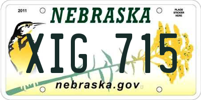 NE license plate XIG715