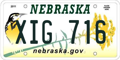 NE license plate XIG716