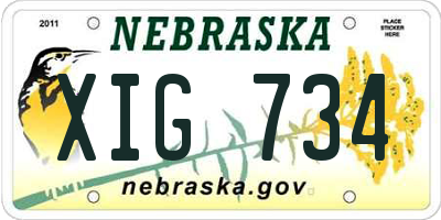 NE license plate XIG734