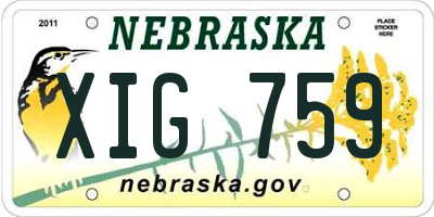 NE license plate XIG759