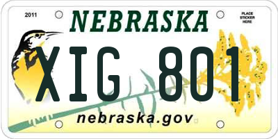 NE license plate XIG801