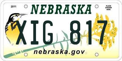 NE license plate XIG817