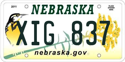 NE license plate XIG837