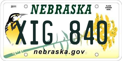 NE license plate XIG840