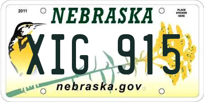 NE license plate XIG915