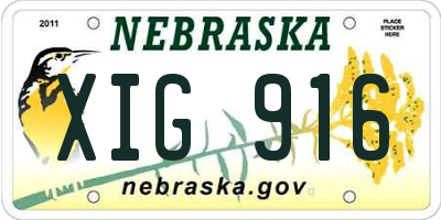 NE license plate XIG916