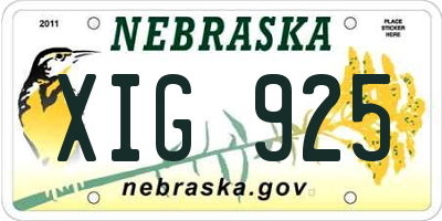 NE license plate XIG925