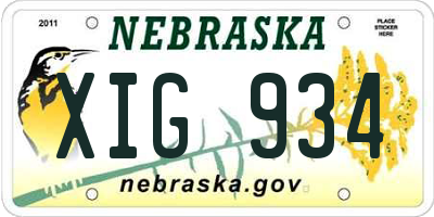 NE license plate XIG934