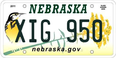 NE license plate XIG950