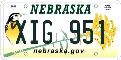 NE license plate XIG951