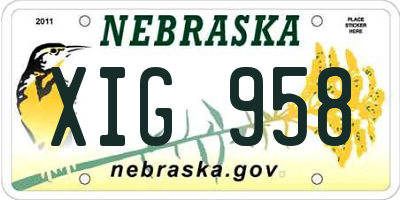 NE license plate XIG958