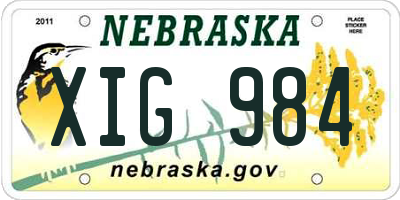 NE license plate XIG984