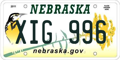NE license plate XIG996