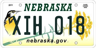 NE license plate XIH018